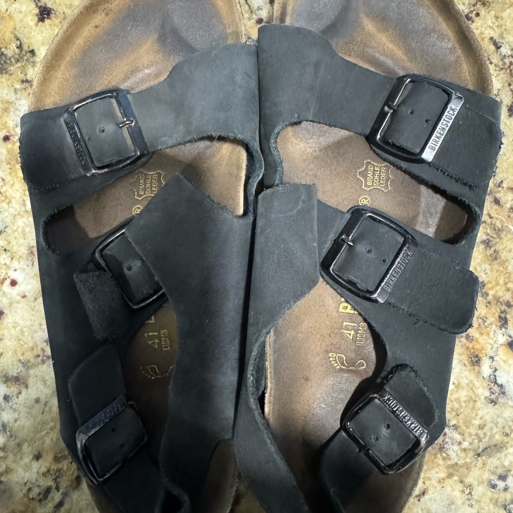 Birkenstock Black Suede Two-Strap Sandals